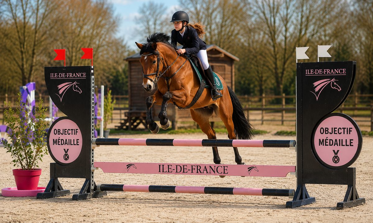 Jeune cavalier apprenant l'équitation